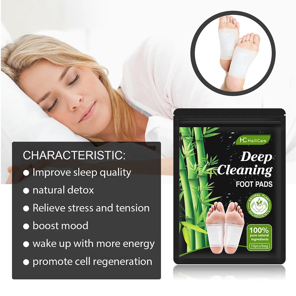 10pcs/Bag Foot Pads Detoxifying All-natural Bamboo Foot Detoxifying Deep Cleansing Improve Sleep Relaxation Relief Stress